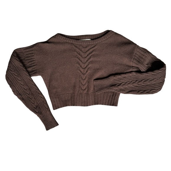 Attire The Studio Brown Boat Neck Sweater Crop — image 4 of 8
